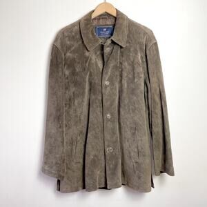 Vintage Brown Washable Suede Jacket Unisex Large Minimalist Quiet Luxury Capsule